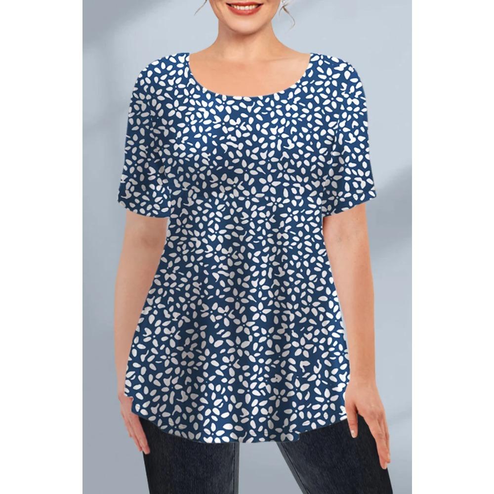 

Летний топ с круглым вырезом, цветочным узором и 3D-принтом, модная повседневная женская футболка с коротким рукавом S