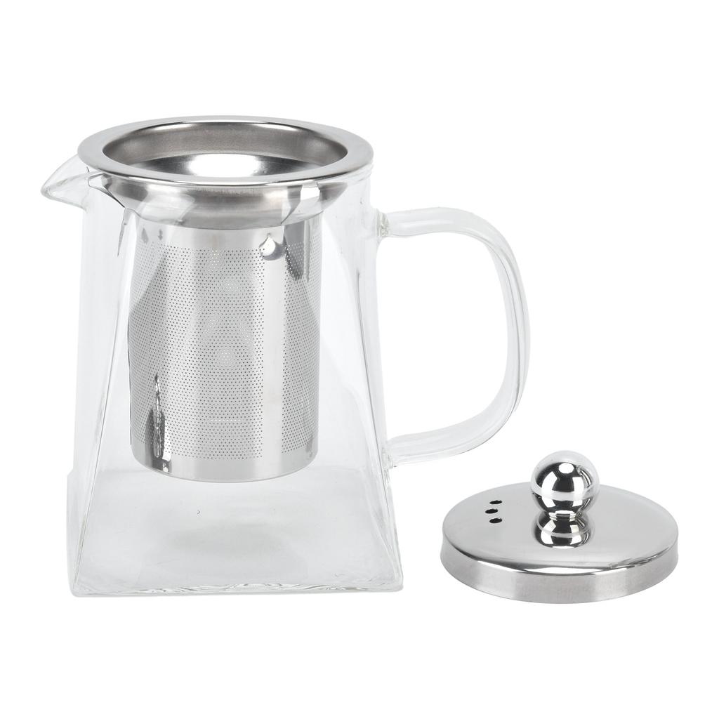 Transparent Glass Teapot with Removable 304 Stainless Steel Filter Tea Kettle for Home Office