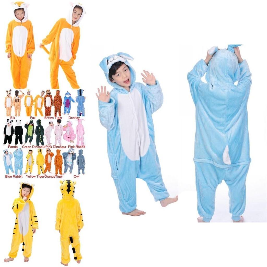 Adorable Animal Flannel Pyjamas For Kids Featuring Cozy Onesie Sleepwear With Pockets