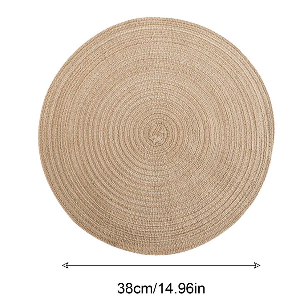 6pcs Round Braided Placemats 38CM Table Mats For Dining Tables Christmas Halloween Woven Washable Non-Slip Place Mats