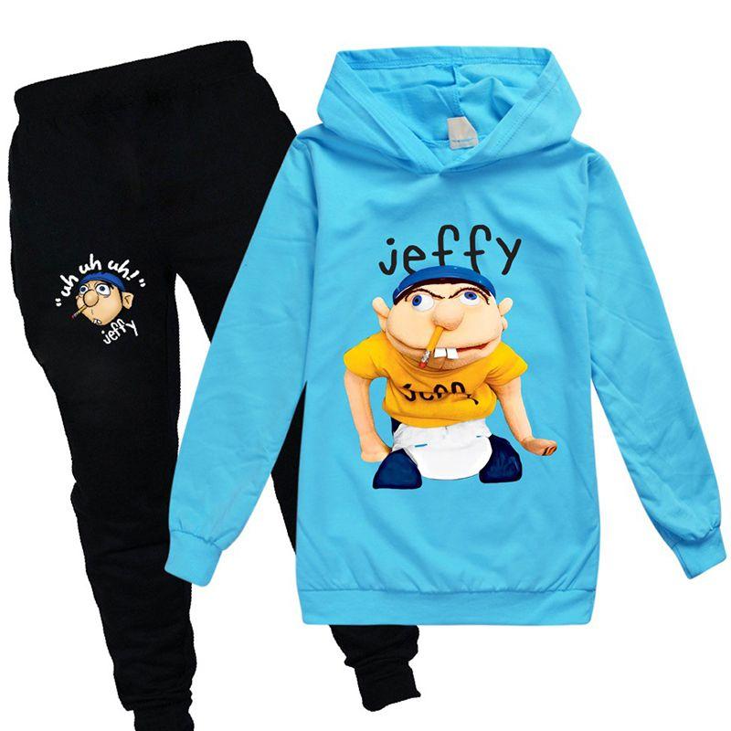 Jeffy Puppet Hoodies voor kinderen, casual trainingspakken voor lente en herfst, met heldere digitale print en verfijnde stiksels.