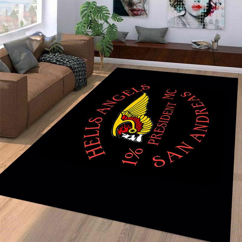 Motorcycle Club Skull Design Rug Suitable As a Non-slip Mat for the Living Room or Bedroom Sofa