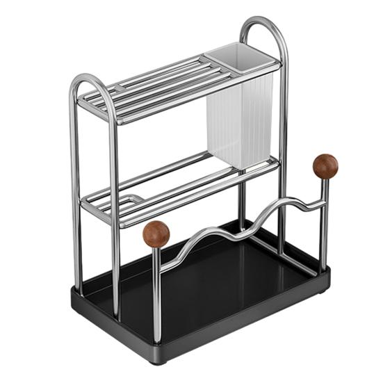 Kitchen Storage Rack And Utensil Drainer Tray Cutter Cutting Board Stand with Anti-Slip