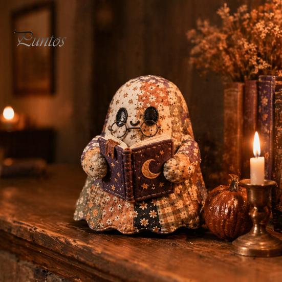 Entspannendes Wochenend-DIY-Aktivität Halloween-Geist Patchwork-Set, Niedliches Puppen-Nähset mit vorgeschnittenen Dekormusterstoffen, Herbstferien-Basteln