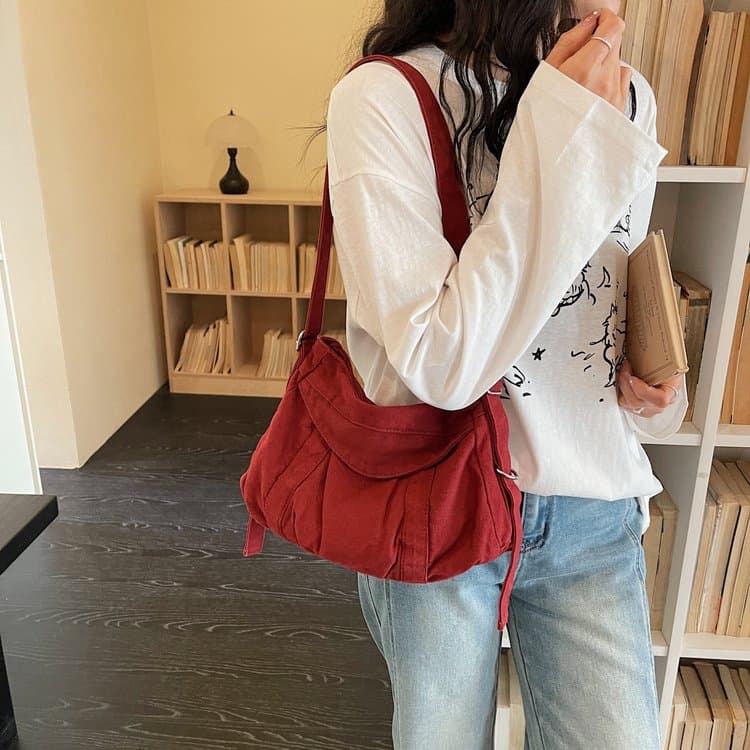 Washed Canvas Messenger Bag Women's Shoulder Bag