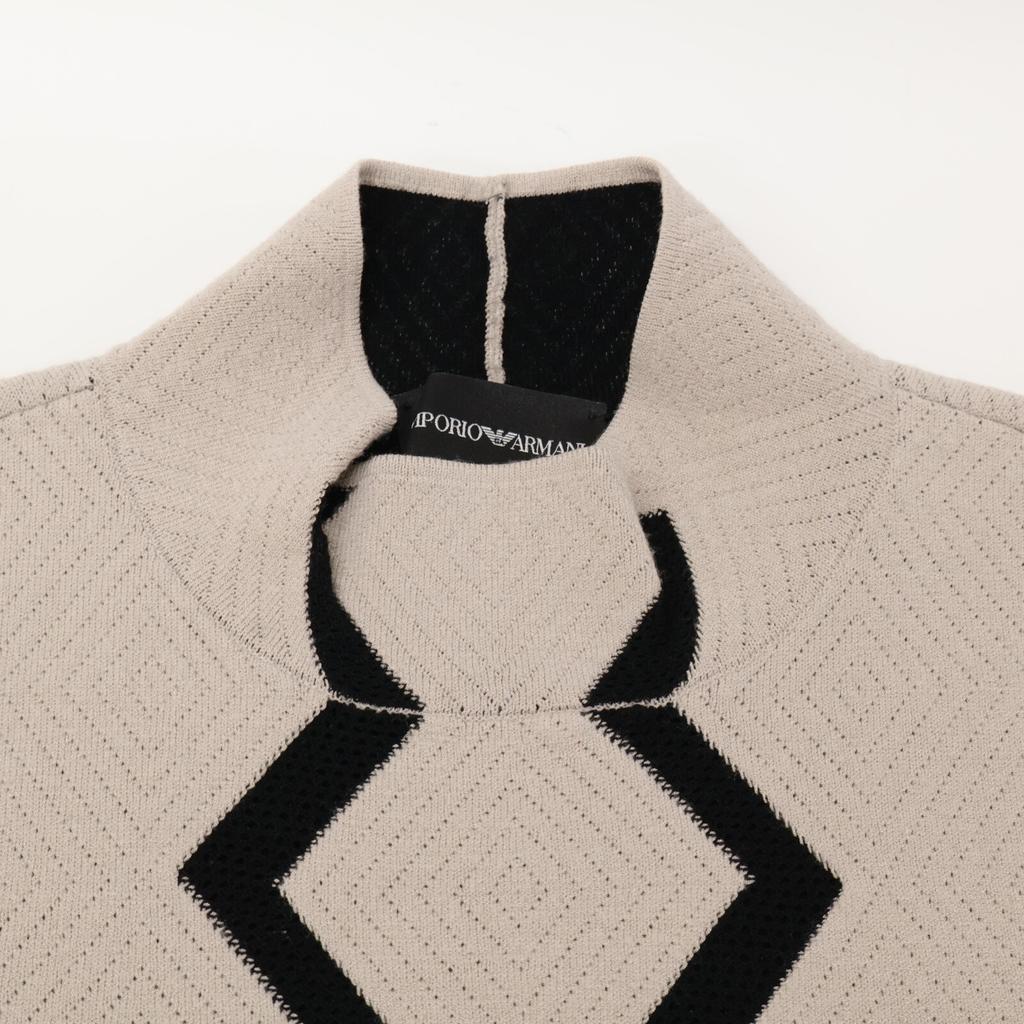 EMPORIO ARMANI Gray/Black 6K2MWD 2M29Z Pullover Knit tops 42 Gray x blackUsed