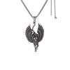 Ancient Egyptian Bastet Cat Double-Winged 3D Pendant On Stainless Steel Square Bead Chain