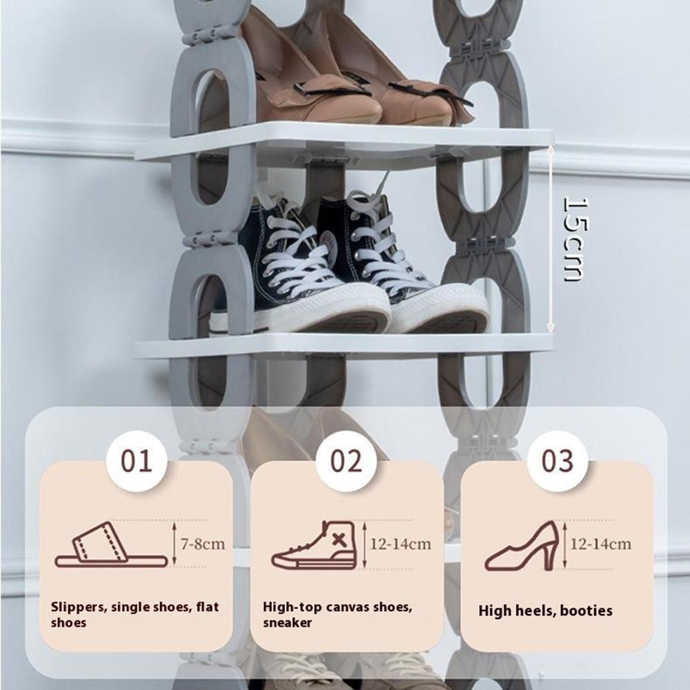 

Foldable 4 Tiers Shoe Rack Organizer Home Entryway Bathroom Dorm PP Storage Shelf Grey