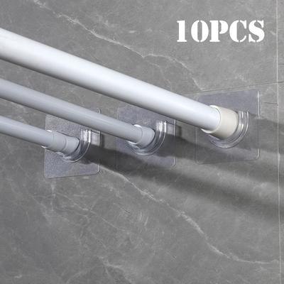 Lot de 2 à 10 supports de tringle télescopique sans perforation, adhésifs, pour rideau de douche, sans perçage, avec crochet solide