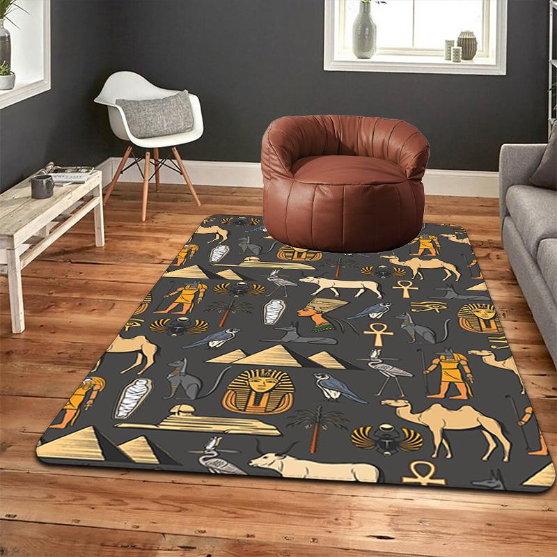 Vintage Egyptian Elements Rug Floor Mat for Living Room or Bedroom Soft and Comfortable Carpet a Gift for Birthday and Holiday.MFF0918208