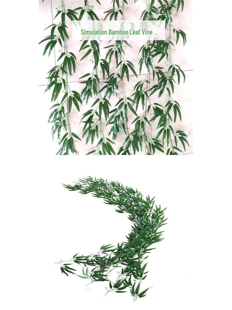 2-Meter Artificial Bamboo Leaf Garland - Green Hanging Rattan Vine for Decoration