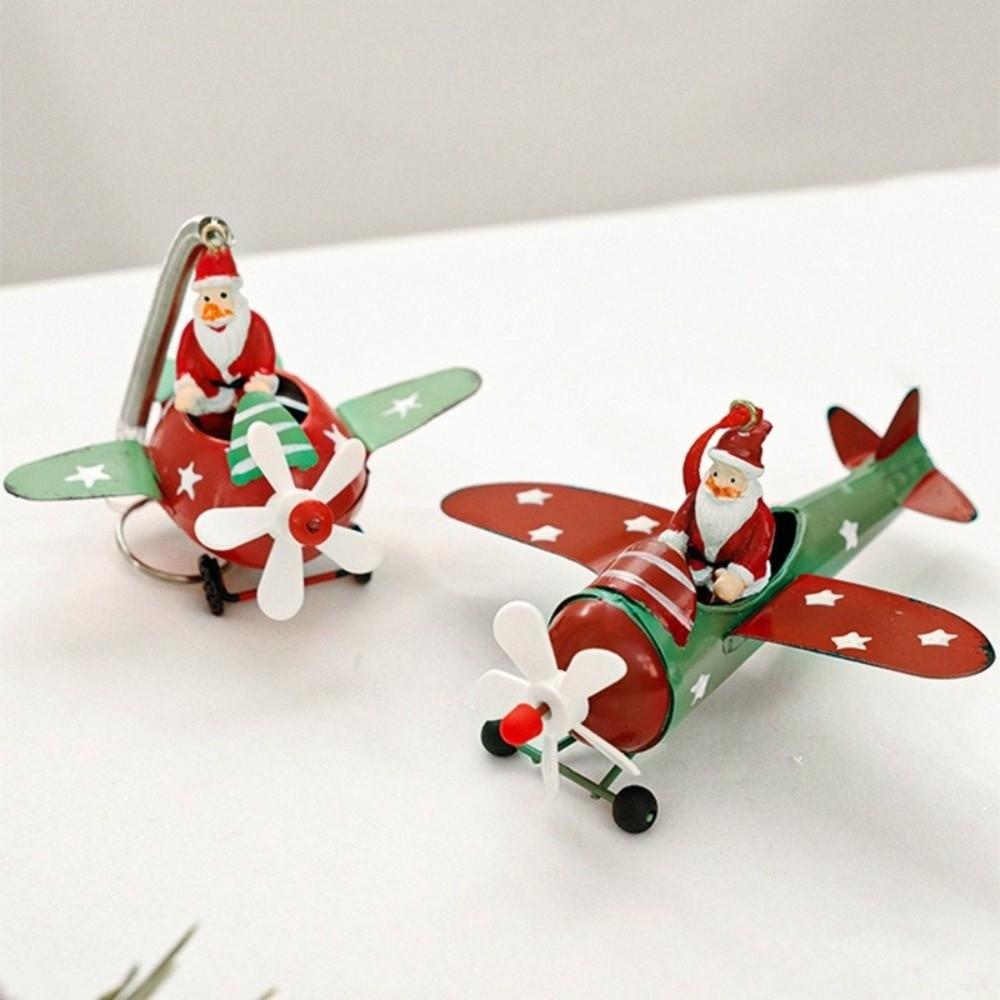 Cartoon Santa Reindeer Figurine Snowman/Elk Exquisite Iron Christmas Pendant Decorative Hanging Santa Claus Airplane