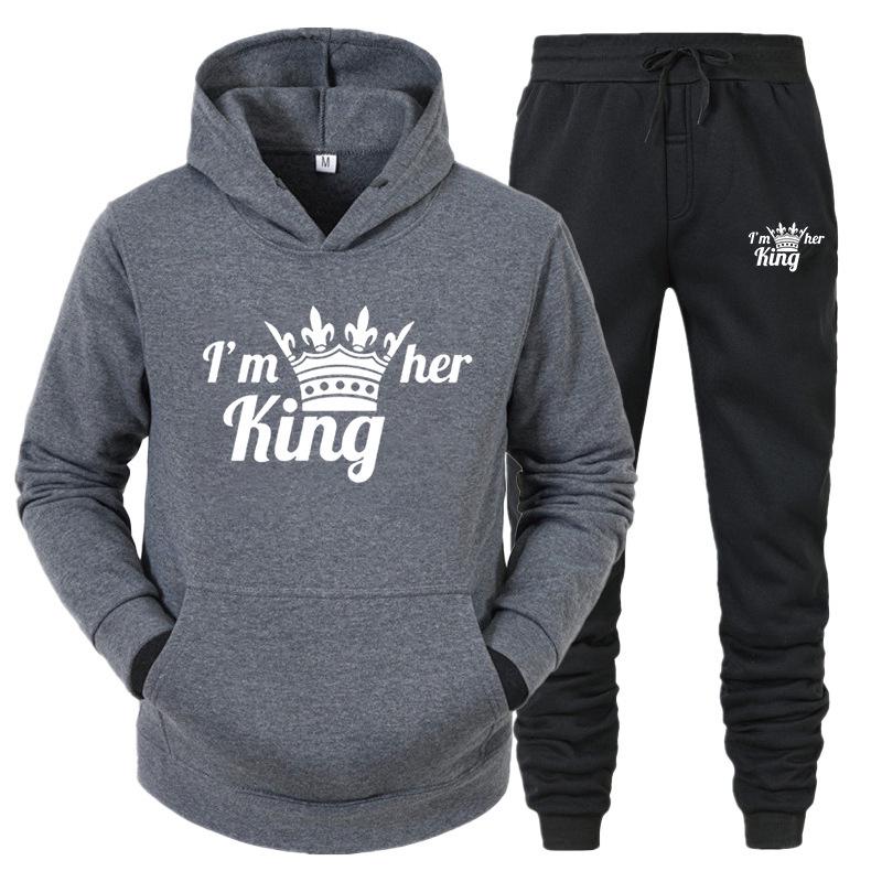 KingQueen Unisex Couple Hoodie & Sweatpants Set - Casual Sportswear