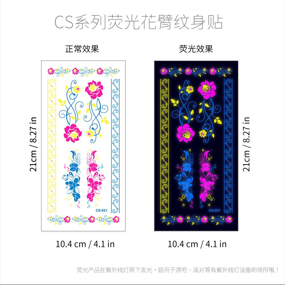 Hot Creative Fluorescent Flower Arm Tattoo Sticker Face Sticker Waterproof Music Festival Arm Tattoo Sticker
