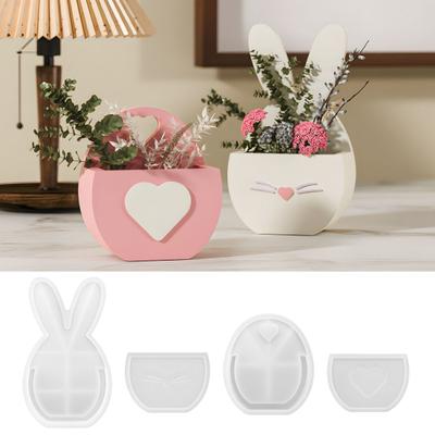 2 Pezzi Stampo Coniglietto Pasquale Fai da te Cesto di Coniglio Stampo in Silicone per Colata Facile Sformo Stampo per Sapone Decorazione Pasquale 3D