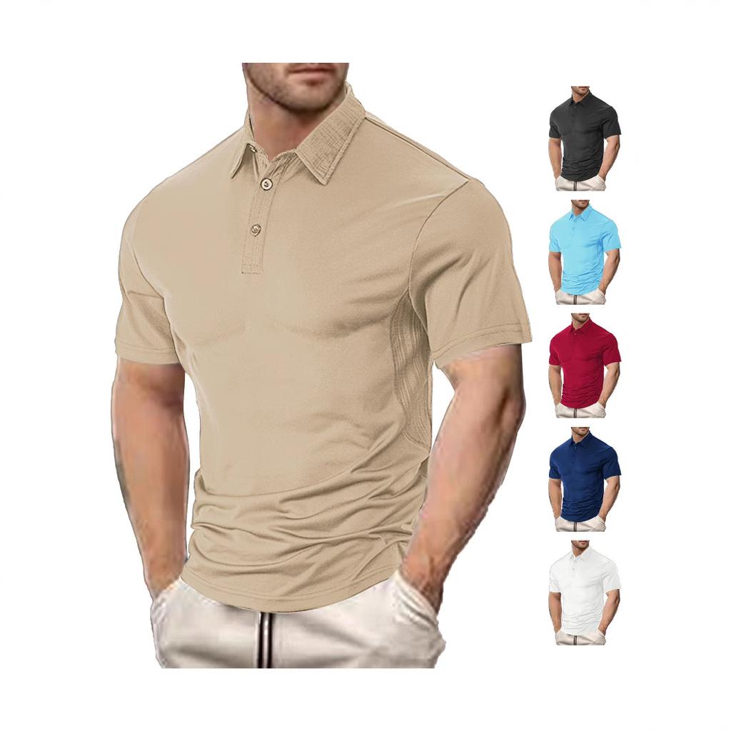 T-shirt da uomo a maniche corte temu europea e americana, moda estiva casual larga con colletto a revers in cotone perla polo