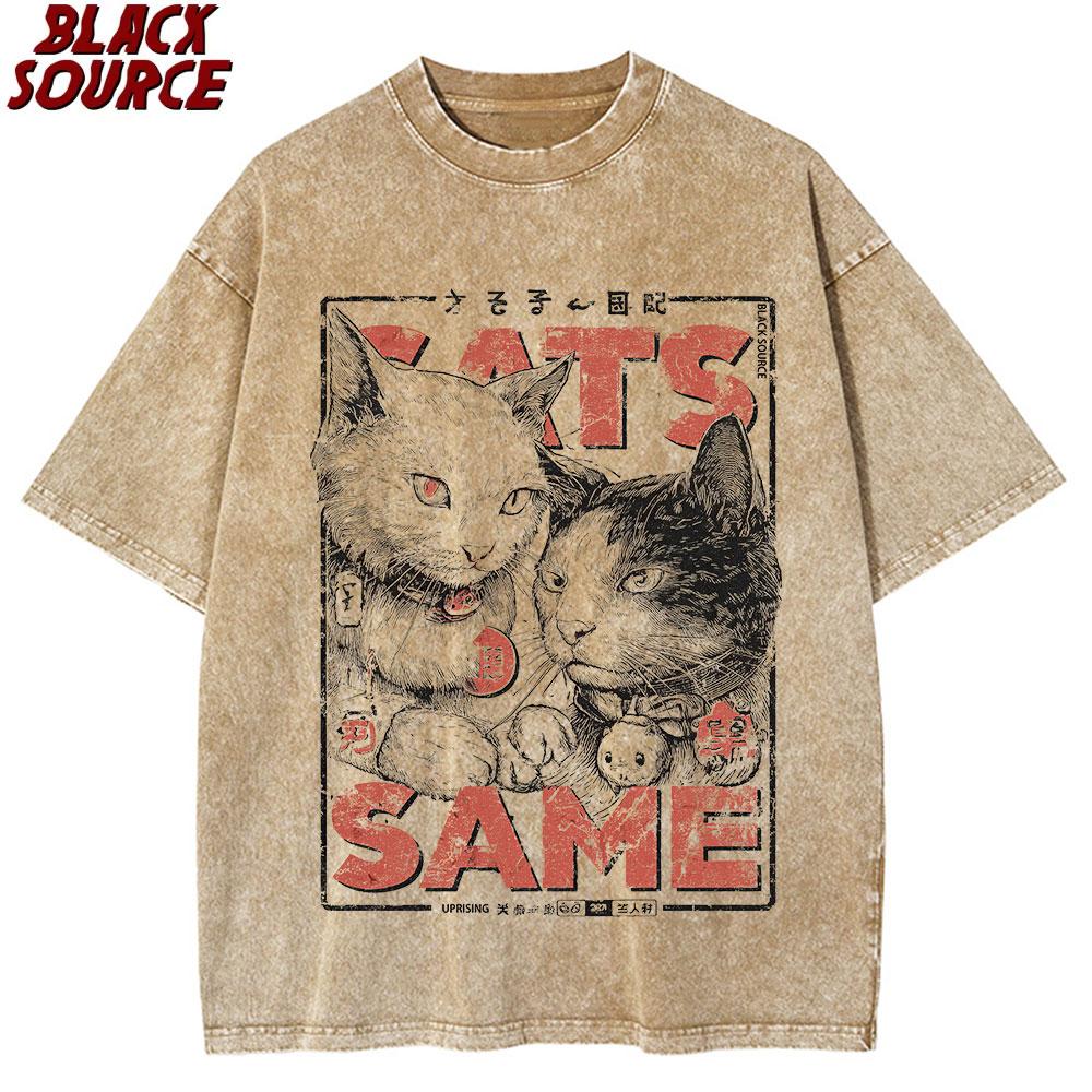 

T Tees for Women Tops Tees Streetwear Catzilla Creative Printed Mens TShirt Cotton Oversized Playful Graphic S