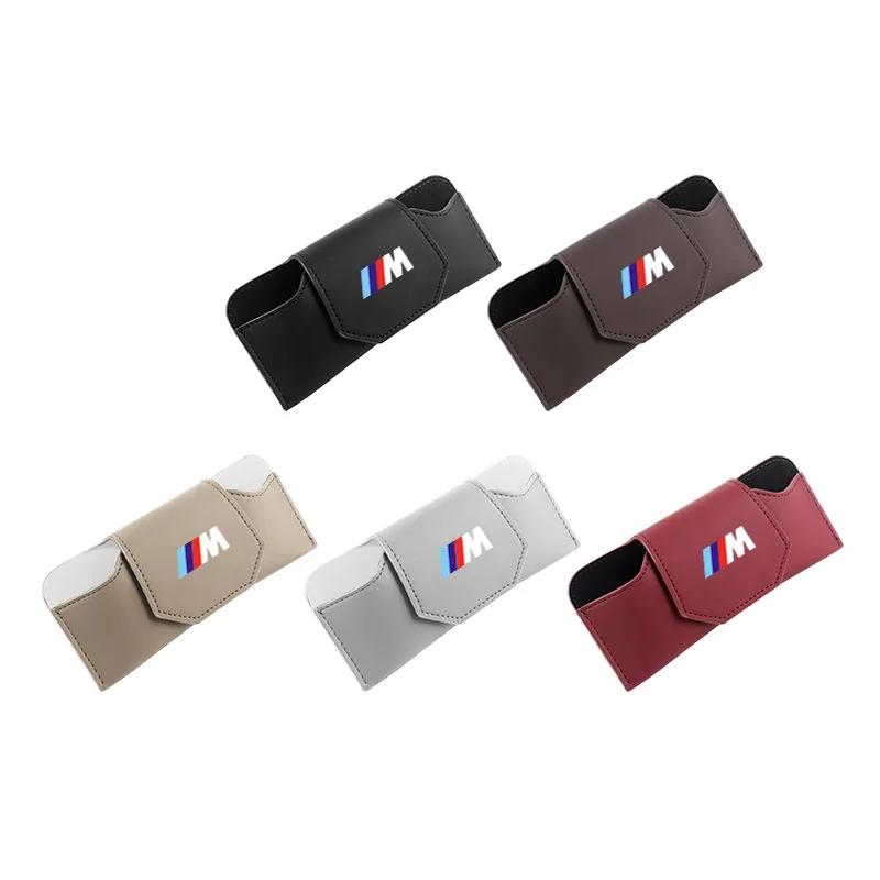 BAAX1 Car Sticker For BMW Magnetic Leather Car Sun Visor Glasses Storage Sunglasses Case Accessory For BMW E90 E60 E46 E39 F30 F10 E87