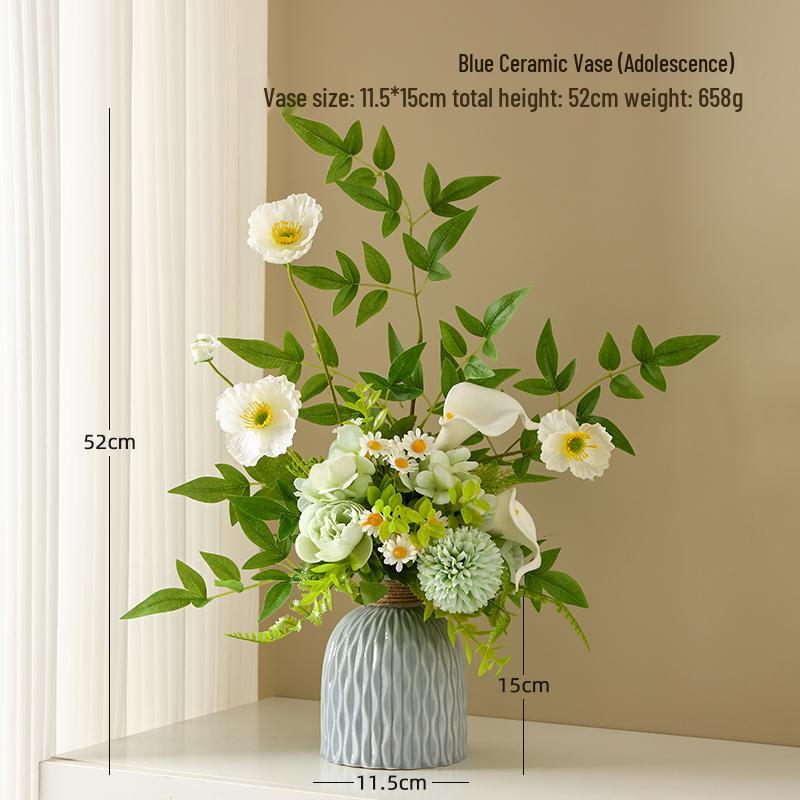Yapay Çiçek Aranjmanları İçin Zarif Seramik Vazo - Oturma Odası veya Yemek Masası Dekorasyonu İçin Mükemmel