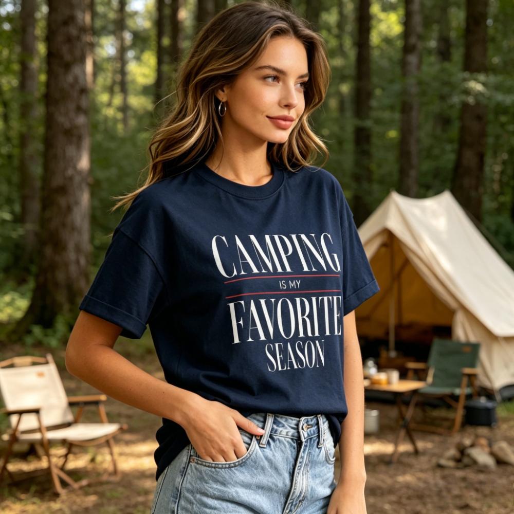 Camping Is My Favorite Season Graphic Tshirt Minimalist Camping Lover Tee Outdoor Hiking Nature Casual Top Gift For Campers