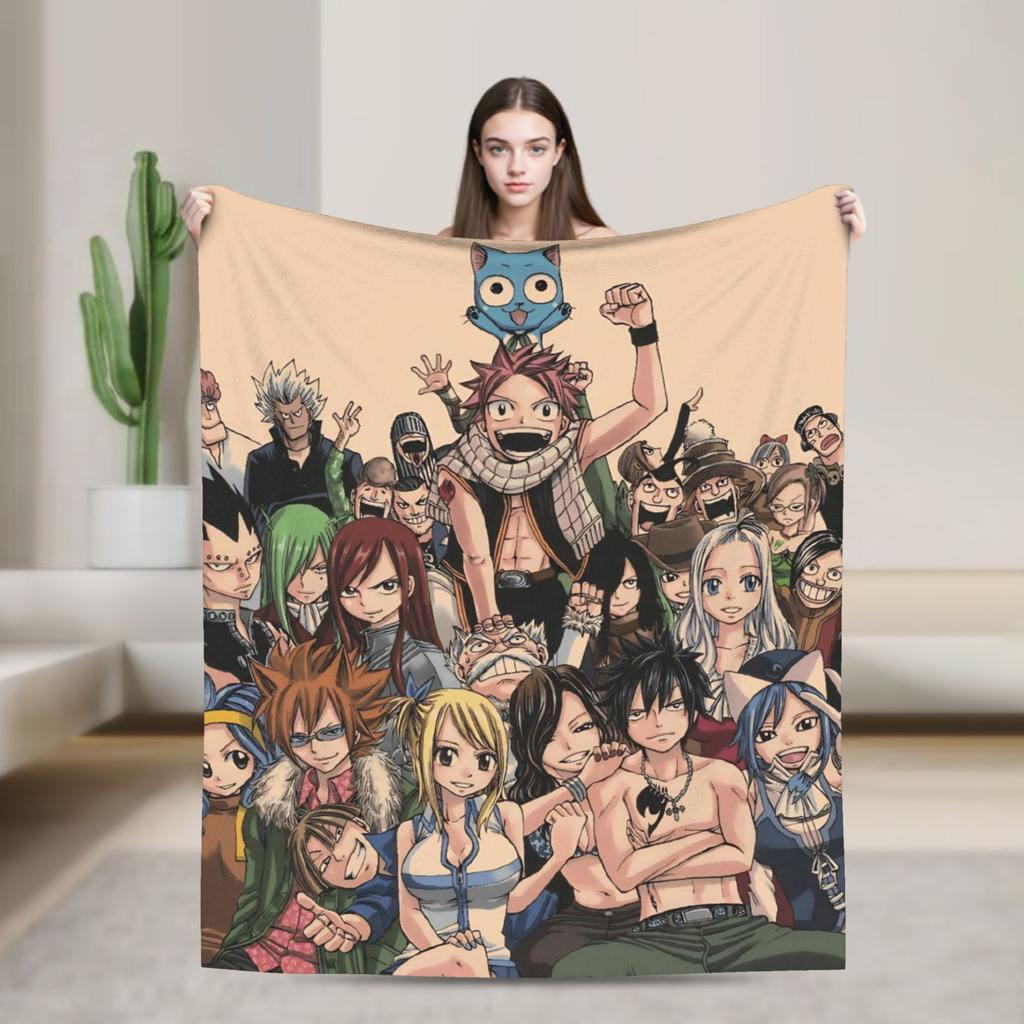 Fairy Tail Blankets Decorative Flannel Throw Blanket For Outdoor Warm Custom DIY Quality Bedspread Gift Idea