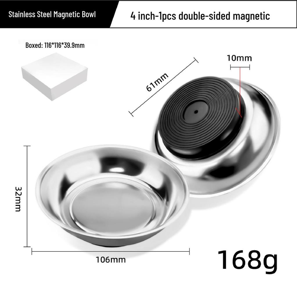 Magnetic Tool Bowl: 3/4/6 Inch Stainless Steel Storage for Small Parts & Auto Repair Tools