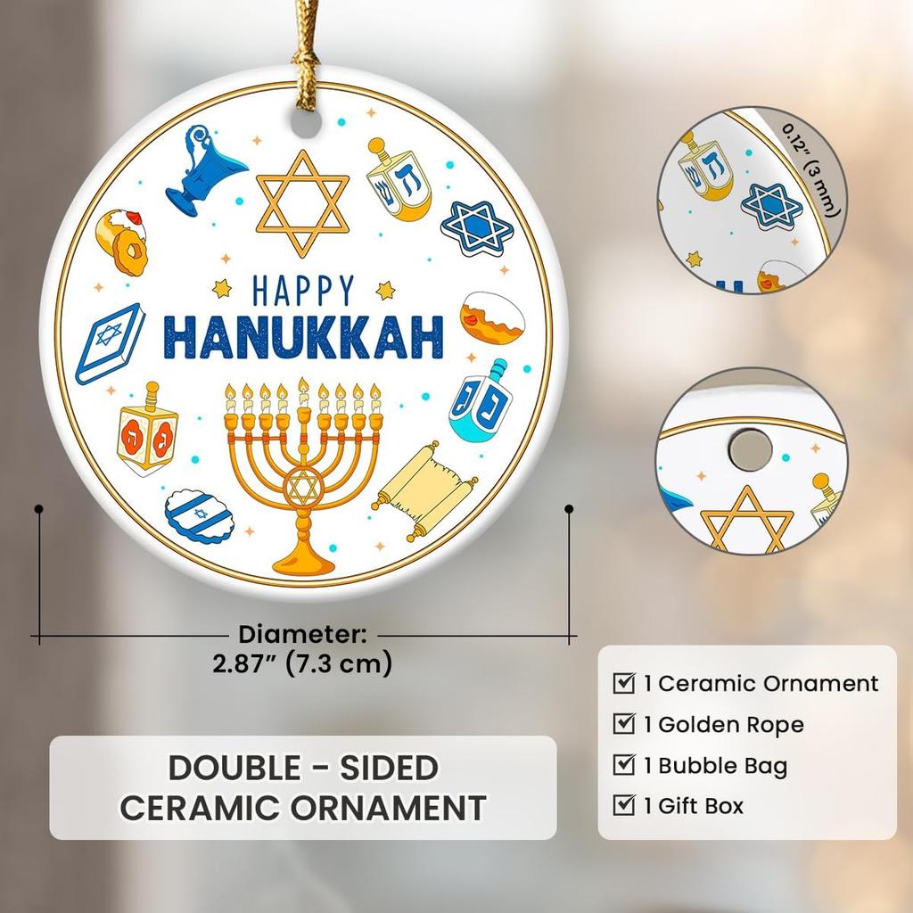 Hanukkah Ornaments 2025 - Happy Hanukkah Ornament for Tree, Je Home Decor, Chanukkah Gifts for Women, Men, Friend, Family, Coworker