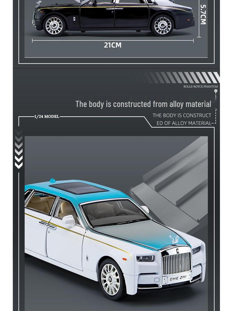 Zhi 1:24 Phantom Starry Sky Alloy Toy Car with Sound & Light, Pull Back Action, and 6 Openable Parts