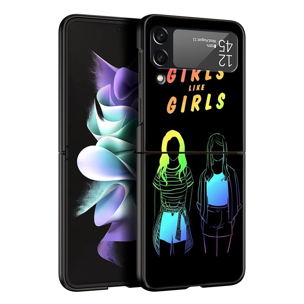 Gay Lesbian Rainbow Pride Hard PC Phone Case For Samsung Galaxy Z Flip 7 6 5 4 Black Cover For Galaxy Z Flip 3 Foldable Shell