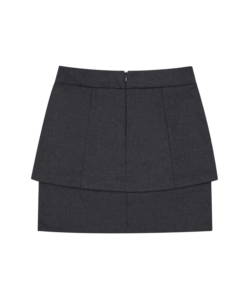 Hye Young Kim Wool Layered Midi Skirt - Charcoal