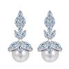 Sweet And Cute Flower Earrings, Zircon Shell Pearl Pendant.