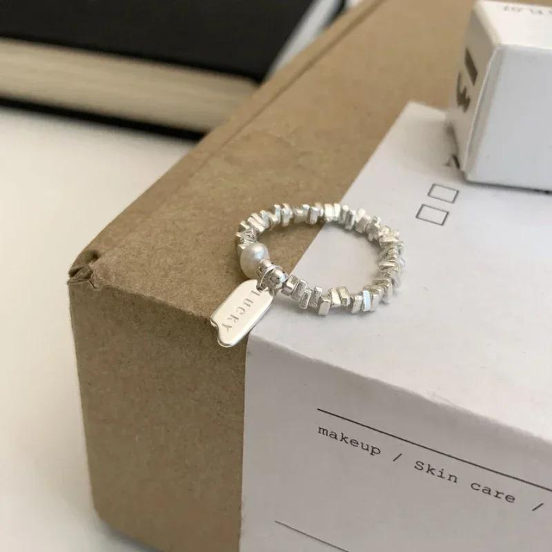 Корейское кольцо из серебра 925 пробы, двойное кольцо, женское, мужское, для девушки, регулируемое, с разрывом, винтажное, открытый дизайн, подарок на вечеринку, день рождения, модное