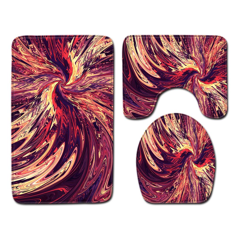 Cool Pattern Bathroom Floor Mat Toilet Three-Piece Set
