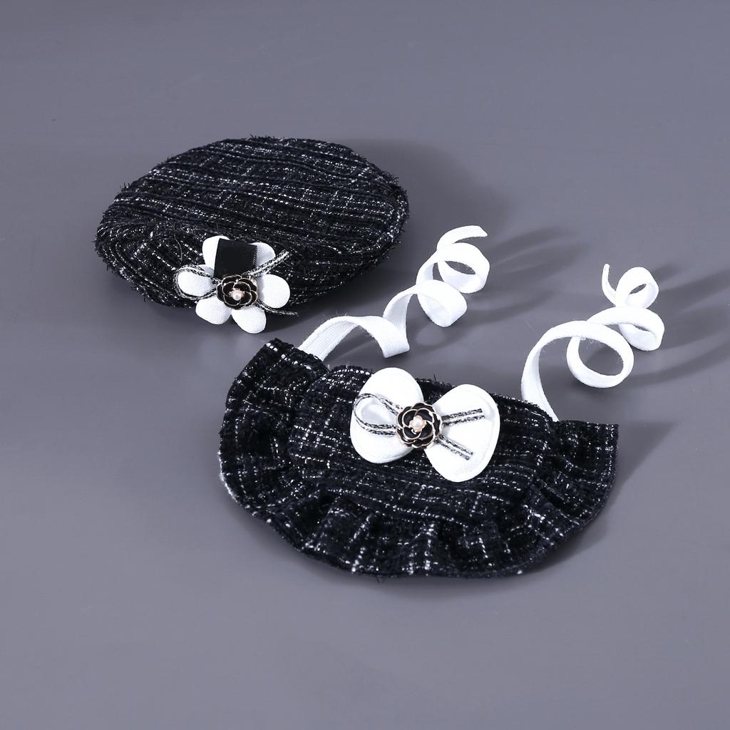 Knitted Woolen Flower Bud Hat Bow Lace Bib Pet Cat Dog Accessory Set Dog Pet Accessories Dog Accessories