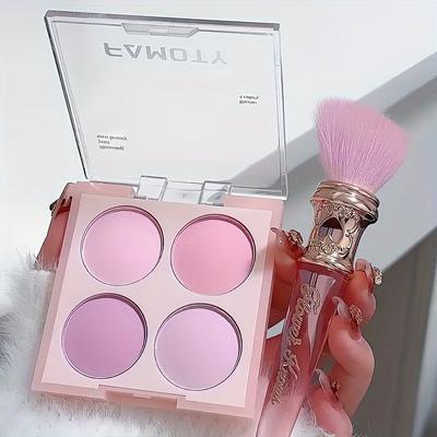 4 Color Blush Palette Matte Finish Low Saturation Smooth Blending Face Powder Cosmetics for Girls Lightweight Blush