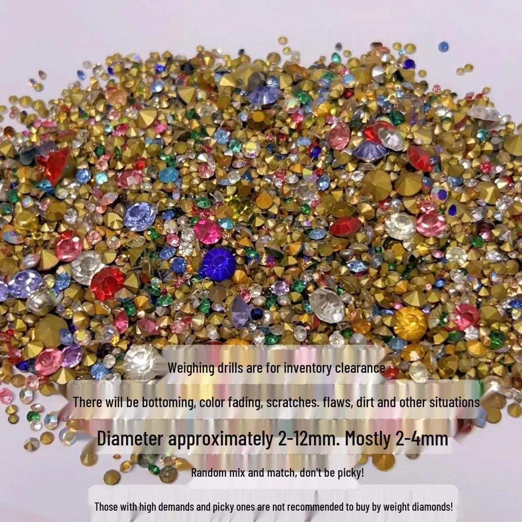 Handmade Pointed Bottom Glass Drill for Nail Art & Phone Case Decoration - Rhinestone Accessories & Flawed Embellishments