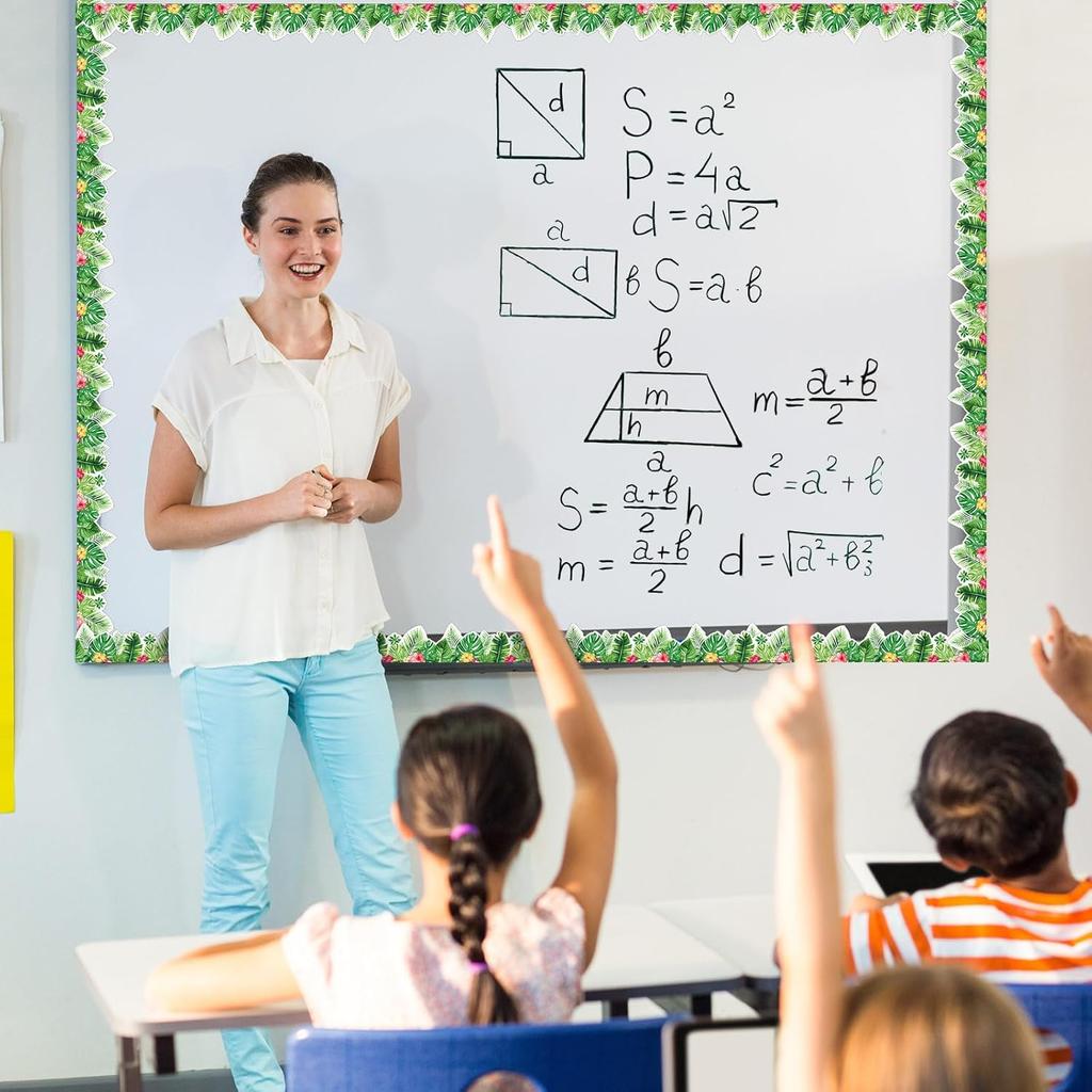 12 Pcs Boho Greenery Magnetic Border Tropical Leaves Bulletin Board Border Greenery Plant Strips Trim Bulletin Board Decorations for Back To School