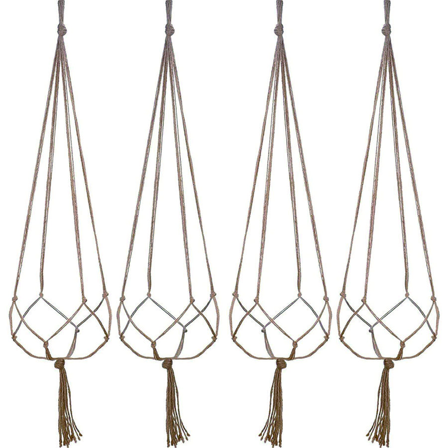 

4pcs Practical Convenient Garden Plant Pot Hanging Net Bag With Breathable Root Protection For Plant Hanging Pots Balcony And Co