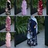 Spring Ladies Long Ruffle Dress With Floral Print And 3d Digital Pattern For Casual Wear