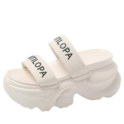 Fashion 2024 Summer Women Hollow Out Beach Slippers New Ladies Wedge Heels Leather Flip-Flops Woman High Platform Outside Sandals 9CM