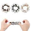 Retro Glitter Rhinestone Pearl-Trimmed Scrunchie Hair Tie for Women