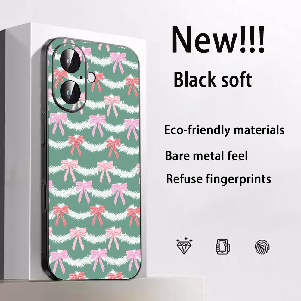 

Bow cute pink design ins girl Phone Case For iPhone 17 16 e 15 14 13 12 Plus Mini Pro Max Soft black Shockproof Cover iPhone 15
