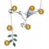Hummingbird Branch Chain, 925 , Cubic Zirconia, Pendant, Hanging