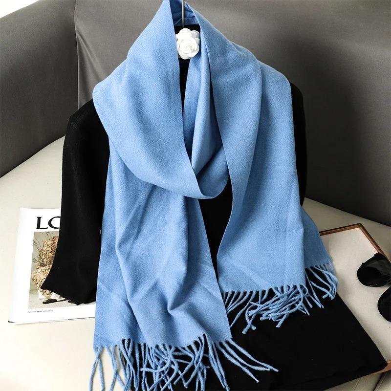 Solid Women Winter Scarf Warm Thicken Cashmere Shawl Outdoor Fashion Luxury Tassels Pashmina Lady Wrap Windproof Scarves