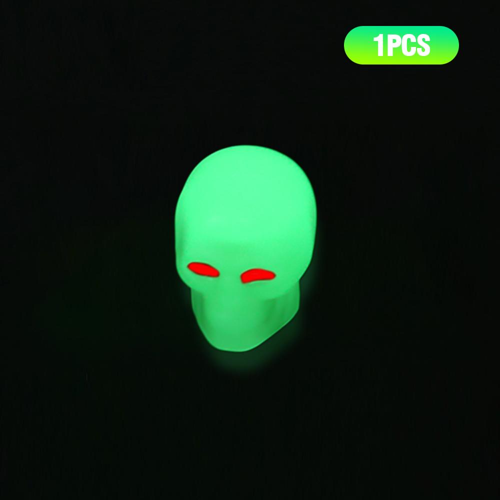 

Светящиеся колпачки для клапанов шин Skull, светящиеся в ночи, универсальные колпачки для автомобильных, грузовых, мотоциклетных, велосипедных люминесцентных клапанов