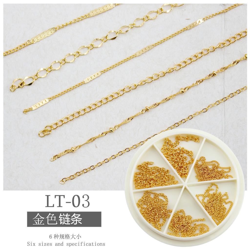 Nail Art Nail Art Jewelry Steel Ball Chain Ultra-Fine Metal 6-Grid Mixed Turntable Jewelry Decoration