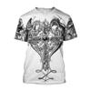 Summer Round Neck 3D Viking Symbol Pattern Print Top Fashionable Casual Short Sleeved Men's T-shirts