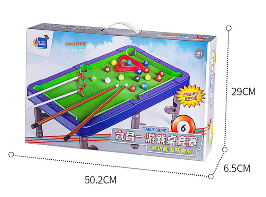 

Kids Small Pool Table 6 In 1 Indoor Tabletop Game Plaything Set For Young Boys Girls Aged 3-8 With Billiards Golf Football Basketball Bowling