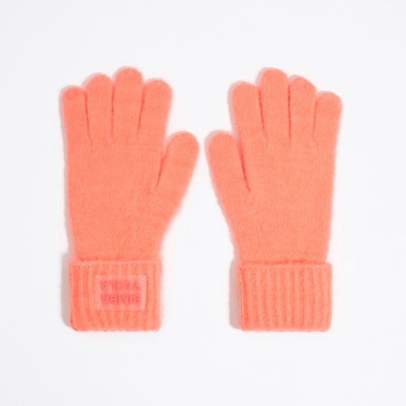 BIMBA Y LOLA Orange Logo Wool Gloves B246AIG006COB