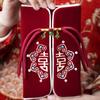 Embroidery Design Red Envelope Handmade Best Wishes Money Packet Velvet Cloth with Tassel HongBao Wedding Celebration